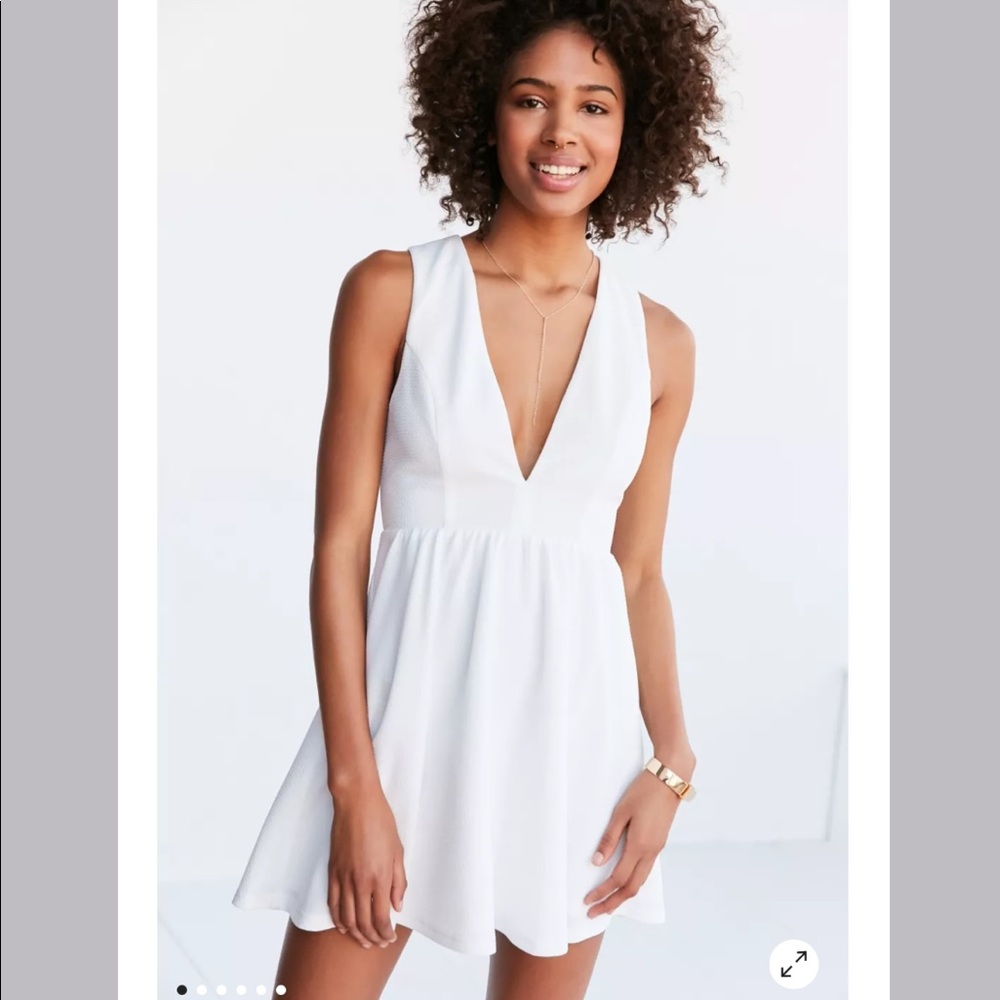 Lucca Couture Plunging Textured Fit + Flare Dress